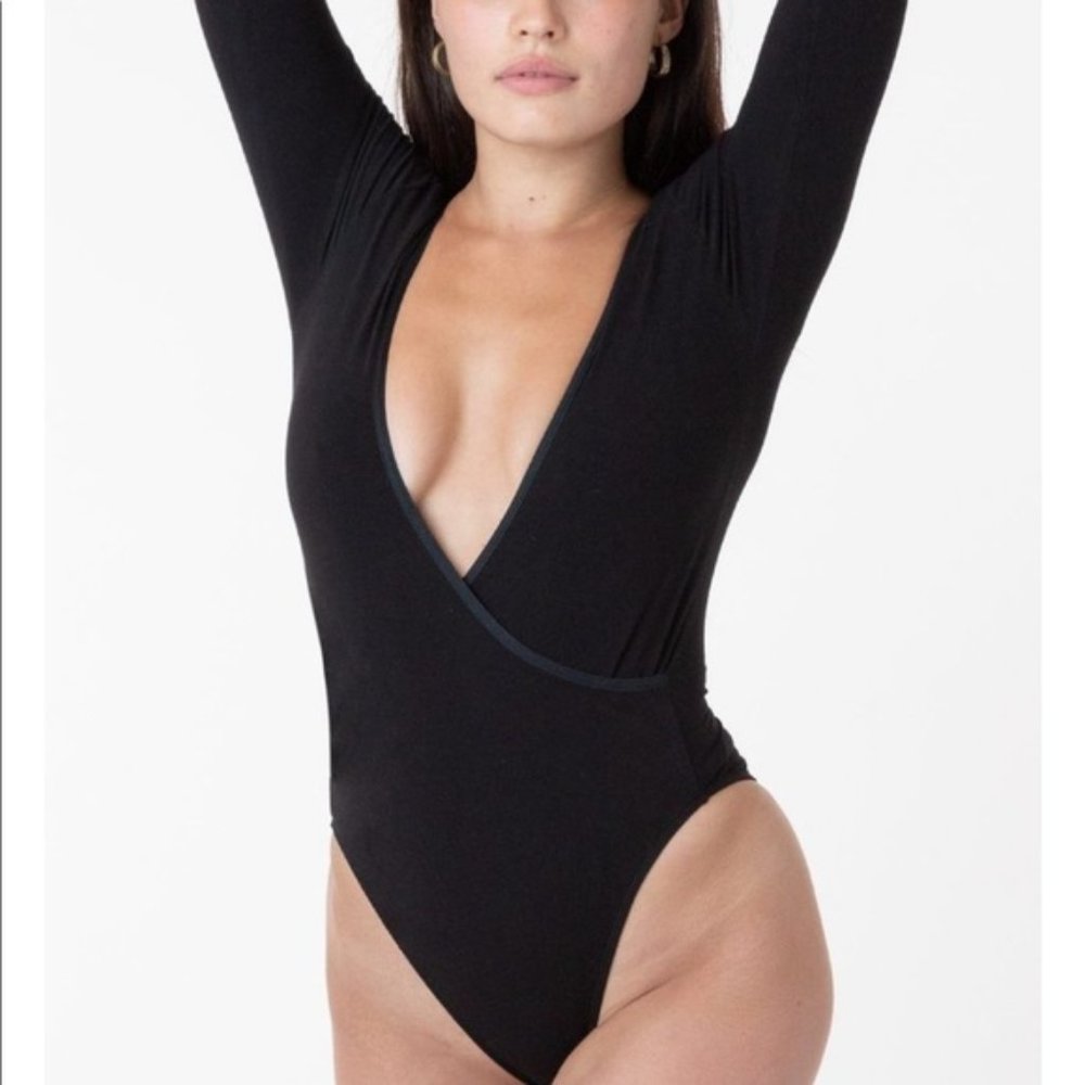 NEW American Apparel Black Long Sleeve Bodysuit